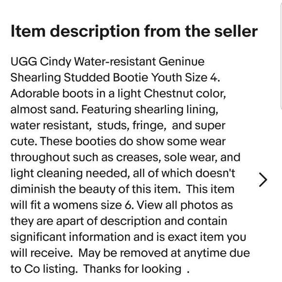 Ugg Australia Cindy Sand Suede Shearling Lined Studded Booties Tassels Girl Sz 4 - Picture 11 of 11